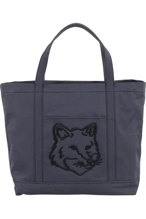 Maison Kitsuné Torebki, Kobieta, Szary, ONE SIZE, Ciemnoszara Torba Tote z Bawełny