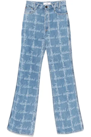 Vivienne Westwood Jeansy, Kobieta, Niebieski, W26, Niebieskie Dżinsy z Nadrukiem Logo