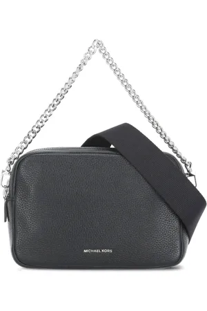 Michael Kors Torebki, Kobieta, Czarny, ONE SIZE, Czarna Skórzana Torba na Ramię z Złotym Logo