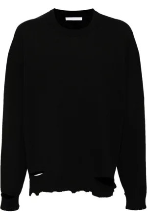 Helmut Lang Swetry, Mężczyzna, Czarny, XL, Czarny Sweter z Wzorem Żebrowym