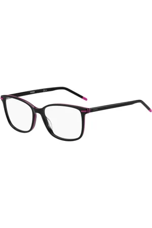 HUGO BOSS Akcesoria, Kobieta, Czarny, ONE SIZE, Czarne Okulary z Acetatową Ramą i Fuchsia