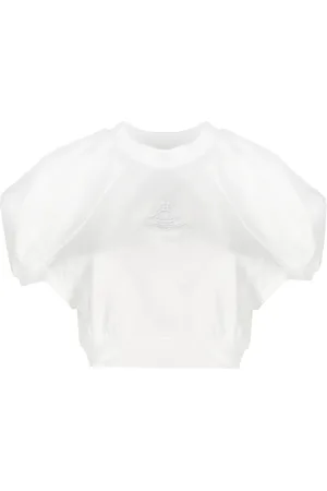 Vivienne Westwood Koszulki, Kobieta, Biały, S, Biały Bawełniany Top z Haftem Orb