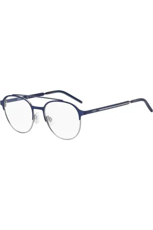 HUGO BOSS Akcesoria, Mężczyzna, Niebieski, ONE SIZE, Niebieskie Okulary z Metalową Ramą