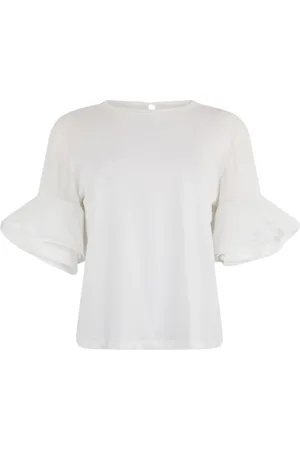 Liu Jo Bluzki, Kobieta, Biały, S, T-shirt z falbaną dla kobiet