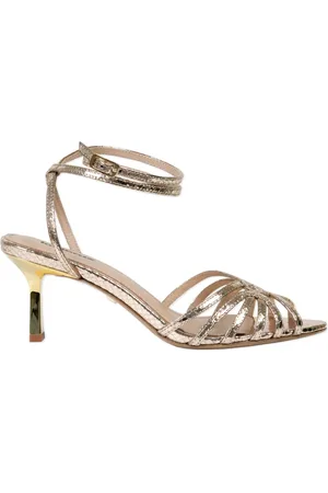 Lola Cruz Buty, Kobieta, Szary, 38 EU, Szare skórzane sandały klatki