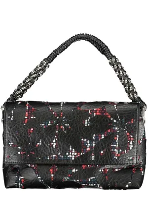 Desigual Torebki, Kobieta, Wielobarwność, ONE SIZE, Czarna Torebka z Zdejmowanym Paskiem na Ramię