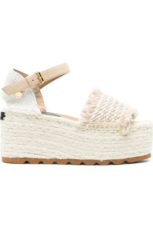 Stella McCartney Buty, Kobieta, Beżowy, 40 EU, Beżowe Plecione Buty na Platformie z Rafii