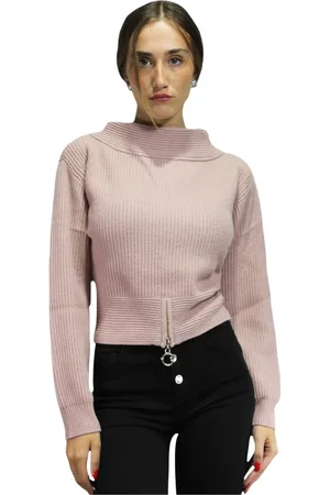Twin-Set Swetry, Kobieta, Fioletowy, L, Nylon, Sweter z mieszanki wełny z logo na plecach