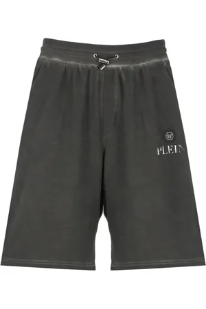 Philipp Plein Szorty, Mężczyzna, Szary, XL, Szare Bawełniane Szorty z Metalicznym Logo