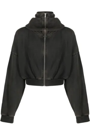 Entire Studios Bluzy, Mężczyzna, Czarny, L, Bawełna, Czarna bluza rozpinana z efektem sprania