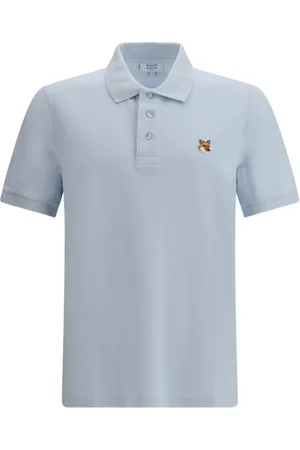 Maison Kitsuné Koszulki, Mężczyzna, Niebieski, XL, Koszulka Polo z Lisem Oryginalny Design