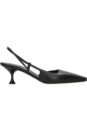 3Juin Buty, Kobieta, Czarny, 40 EU, Czarne Skórzane Obcasy z Kwadratowym Nosem