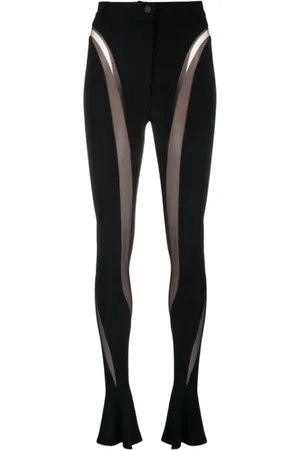 MUGLER Spodnie, Kobieta, Czarny, S, Poliester, Spodnie Flowing Cut Out