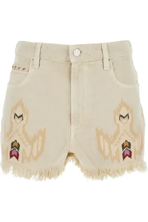 Isabel Marant Szorty, Kobieta, Beżowy, M, Denim, Frywolne Szorty Dżinsowe z Haftem