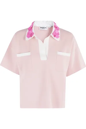 Essentiel Antwerp Koszulki, Kobieta, Różowy, S, Ptak Haftowany Koszulka Polo