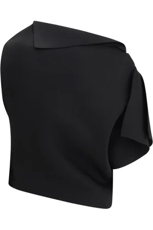 Jacquemus Koszulki, Kobieta, Czarny, S, Elegancki Drape Top z Dekoltem w Kształcie Łodzi