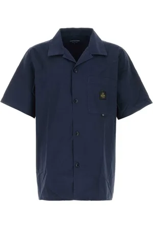 RefrigiWear Koszule, Mężczyzna, Niebieski, L, Granatowa bawełniana koszula Stone