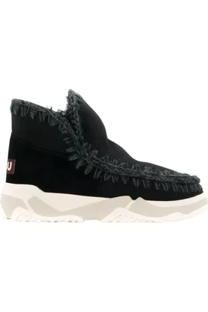 Mou Buty, Kobieta, Czarny, 40 EU, Zamsz, Czarne płaskie buty z detalami z wełny