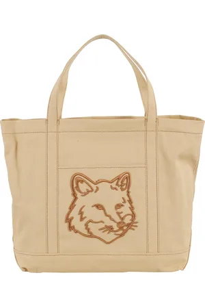 Maison Kitsuné Torebki, Kobieta, Beżowy, ONE SIZE, Duża torba Tote z Fox Head