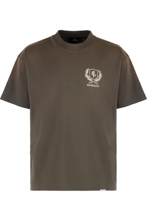 Represent Koszulki, Mężczyzna, Beżowy, 2XL, Koszulka z okrągłym dekoltem i żebrowanym kołnierzem z bawełny