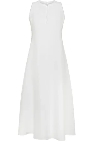 SEVENTY BY SERGIO TEGON Sukienki, Kobieta, Biały, M, Sukienka maxi bez rękawów z lnu