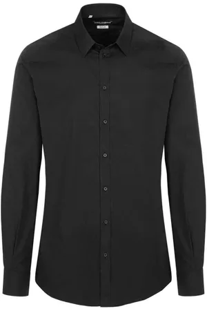 Dolce & Gabbana Koszule, Mężczyzna, Czarny, M, Czarna Bawełniana Koszula z Kołnierzykiem Kent