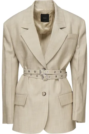 Pinko Kurtki, Kobieta, Beżowy, 2XS, Emotions Canvas Viscose Jacket