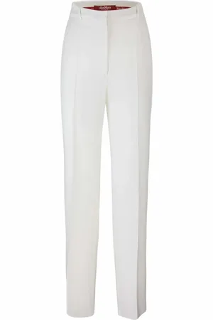 Max Mara Spodnie, Kobieta, Biały, 2XS, Białe Wełniane Spodnie Proste Nogi