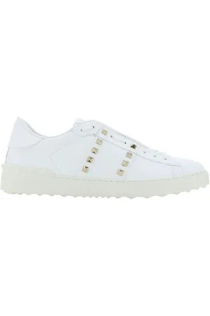 VALENTINO GARAVANI Buty, Mężczyzna, Biały, 41 1/2 EU, Len, Rockstud Slip-On Skórzane Sneakers