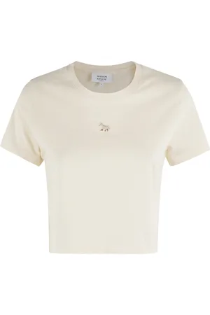 Maison Kitsuné Koszulki, Kobieta, Beżowy, L, Skrócony T-shirt dla niemowląt