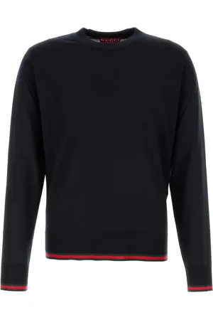 Gucci Swetry, Mężczyzna, Czarny, L, Czarny Sweter z wełny z dekoltem w serek