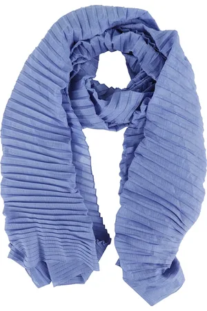 Emporio Armani Akcesoria, Kobieta, Niebieski, ONE SIZE, Niebieski Plisowany Szal Lurex