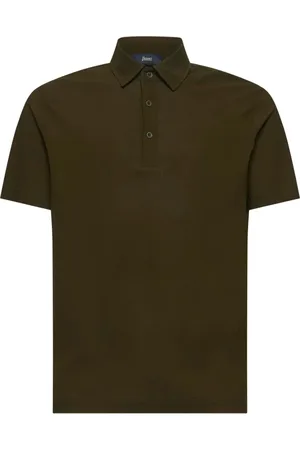 HERNO Koszulki, Mężczyzna, Zielony, M, Len, Zielony Polo Shirt z Metalowym Logo