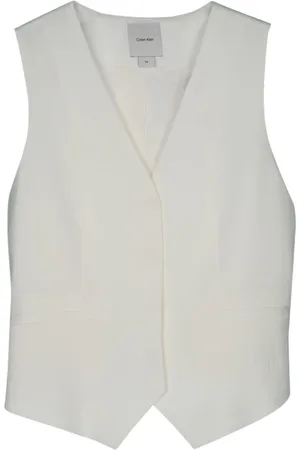 Calvin Klein Kurtki, Kobieta, Biały, S, Teksturowany kamizelka do marynarek i kamizelek