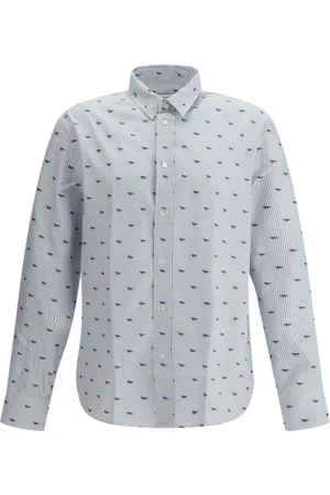 Maison Kitsuné Koszule, Mężczyzna, Biały, M, Koszula w paski z ikonicznym lisem