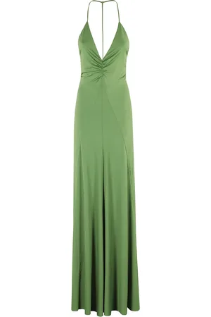 Victoria Beckham Sukienki, Kobieta, Zielony, S, Spandex, Zielona Sukienka z dekoltem w serek