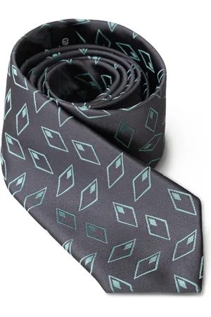 Giorgio Armani Akcesoria, Mężczyzna, Wielobarwność, ONE SIZE, Antracytowa jedwabna krawat z symetrycznymi wielokolorowymi geometriami