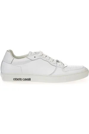 Roberto Cavalli Buty, Kobieta, Biały, 36 EU, Białe Niskie Skórzane Sneakersy