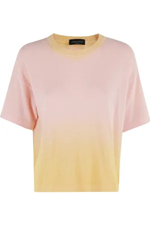 Roberto Collina Koszulki, Kobieta, Wielobarwność, S, Top w ombre różowo-pomarańczowy