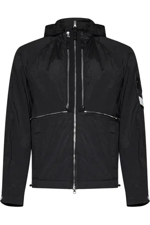 Stone Island Kurtki, Mężczyzna, Czarny, M, Czarny Konwertowalny Płaszcz z Kapturem