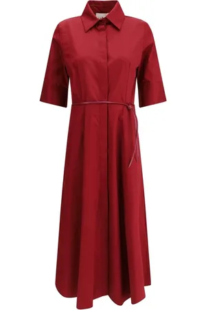 Crida Milano Sukienki, Kobieta, Czerwony, S, Elegancka Midi Sukienka Chemisier