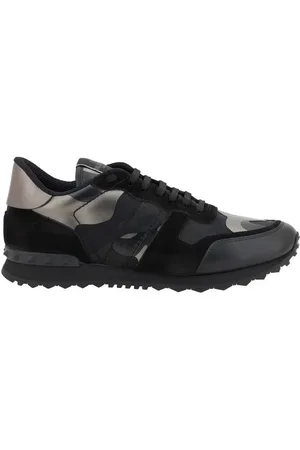 VALENTINO GARAVANI Buty, Mężczyzna, Czarny, 40 1/2 EU, Len, Sneakersy z kamuflażem i skóry