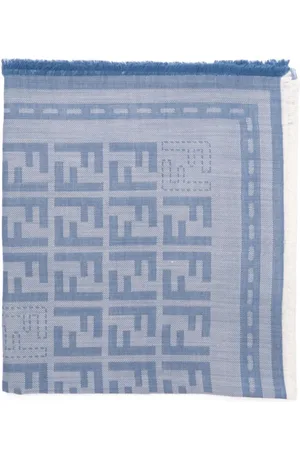 Fendi Akcesoria, Kobieta, Niebieski, ONE SIZE, Niebieskie Szale z Logo