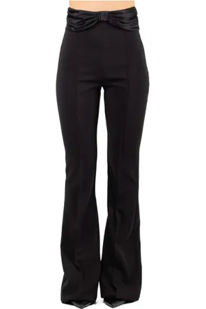Elisabetta Franchi Spodnie, Kobieta, Czarny, M, Eleganckie Spodnie z Wysokim Stanem