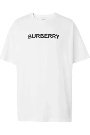 Burberry Koszulki, Mężczyzna, Biały, 2XS, Bawełna, Ikoniczny Biały T-shirt z Nadrukiem Logo