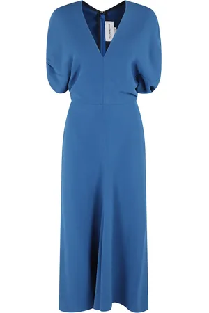 Victoria Beckham Sukienki, Kobieta, Niebieski, M, Niebieska Sukienka Midi z Blousonem