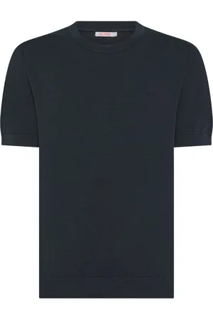 sun68 Koszulki, Mężczyzna, Niebieski, M, Sweter T-Shirt z Bawełny Crepe