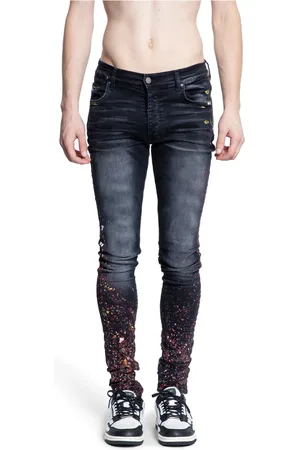 AMIRI Jeansy, Mężczyzna, Czarny, W33, Czarne Jeansyy Skinny z Plamami Farby