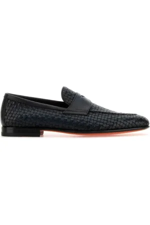 santoni Buty, Mężczyzna, Niebieski, 43 EU, Granatowe Skórzane Mokasynyy