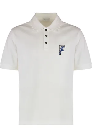 Salvatore Ferragamo Koszulki, Mężczyzna, Biały, S, Bawełniany Polo Shirt Z żebrowanymi brzegami
